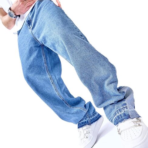 WEIBUMAOYI Men's Wide-Leg Jeans Straight Leg Carpenter Denim Pants Loose fit Trousers in Saudi Arabia