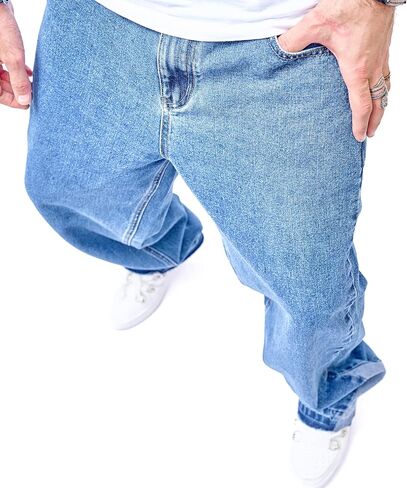 WEIBUMAOYI Men's Wide-Leg Jeans Straight Leg Carpenter Denim Pants Loose fit Trousers in Saudi Arabia