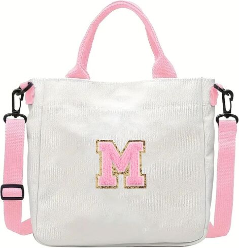 Crossbody Bag for Girls Initial Canvas Travel Messenger Bag Letter Birthday Present Teen Girls Holiday Present in Saudi Arabia