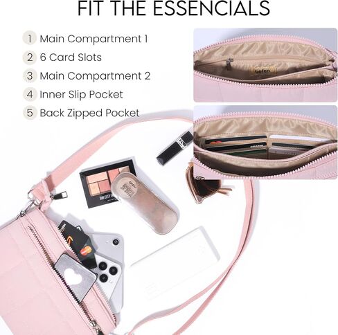 befen Puffer Crossbody Wristlet for Women, RFID Wristlet Wallet Purse with 2 Strap, Lightweight Shoulder Bag for Travel in Saudi Arabia