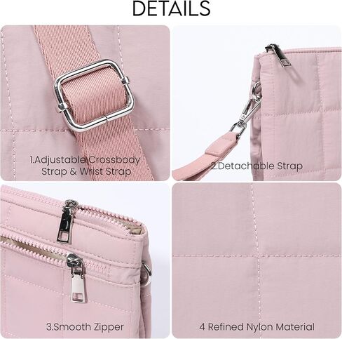 befen Puffer Crossbody Wristlet for Women, RFID Wristlet Wallet Purse with 2 Strap, Lightweight Shoulder Bag for Travel in Saudi Arabia
