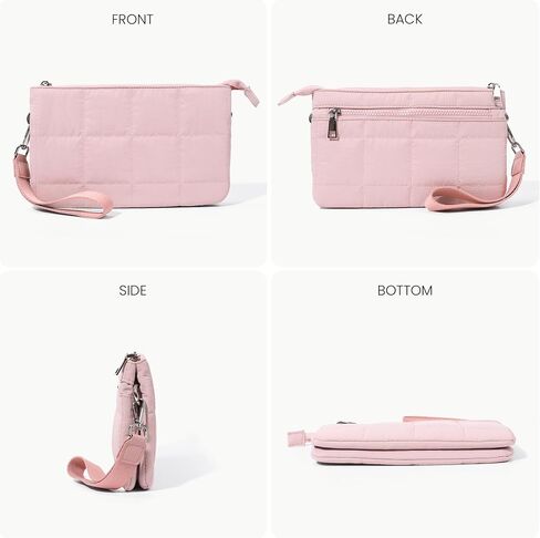 befen Puffer Crossbody Wristlet for Women, RFID Wristlet Wallet Purse with 2 Strap, Lightweight Shoulder Bag for Travel in Saudi Arabia