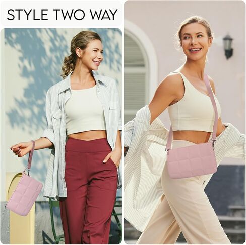 befen Puffer Crossbody Wristlet for Women, RFID Wristlet Wallet Purse with 2 Strap, Lightweight Shoulder Bag for Travel in Saudi Arabia