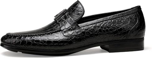 Mens Leather Penny Loafers, Classic Crocodile Printed Business Dress Shoes with Metal Buckle Slip on Penny Shoes for Mens in Saudi Arabia