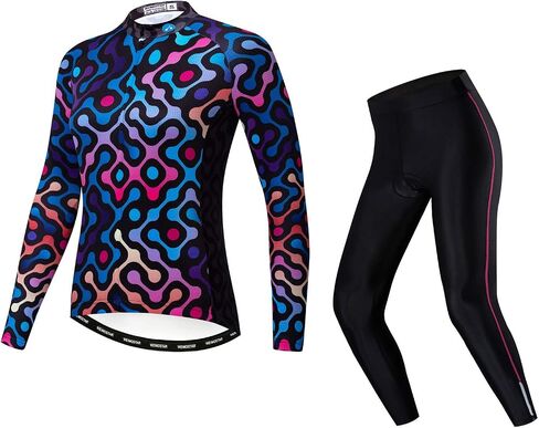 JPOJPO Women's Cycling Jersey Set Long Sleeve Bike Clothing Autumn Winter Reflective+5D Padded Long Pants S-2XL in Saudi Arabia