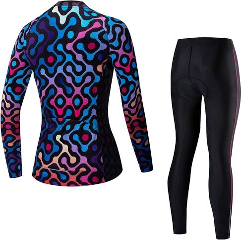 JPOJPO Women's Cycling Jersey Set Long Sleeve Bike Clothing Autumn Winter Reflective+5D Padded Long Pants S-2XL in Saudi Arabia