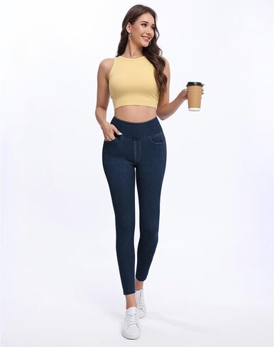 Jeggings for Women Tummy Control Stretch Jeans High Waisted Skinny Jeans Pull On Butt Lifting with Pockets in Saudi Arabia