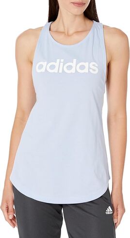 adidas Women's Essentials Loose Logo Tank Top, App Sky Rush/White, XX-Small in Saudi Arabia