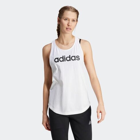 adidas Women's Essentials Loose Logo Tank Top, App Sky Rush/White, XX-Small in Kuwait