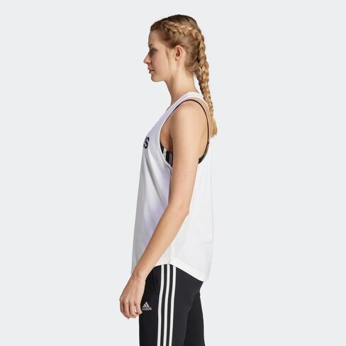 adidas Women's Essentials Loose Logo Tank Top, App Sky Rush/White, XX-Small in Kuwait