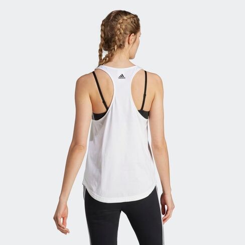 adidas Women's Essentials Loose Logo Tank Top, App Sky Rush/White, XX-Small in Kuwait