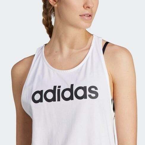 adidas Women's Essentials Loose Logo Tank Top, App Sky Rush/White, XX-Small in Kuwait