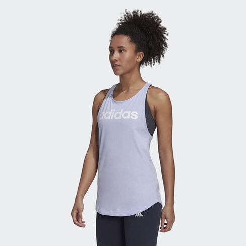adidas Women's Essentials Loose Logo Tank Top, App Sky Rush/White, XX-Small in Kuwait