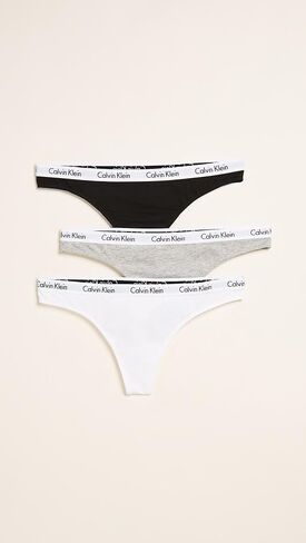 سراويل داخلية نسائية من Calvin Klein تحمل شعار دائري من القطن ثونغ (عبوة من 3), مالتي in Saudi Arabia