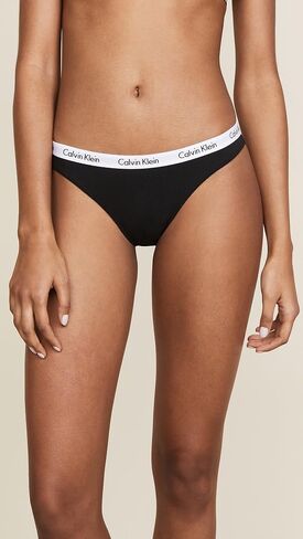 سراويل داخلية نسائية من Calvin Klein تحمل شعار دائري من القطن ثونغ (عبوة من 3), مالتي in Saudi Arabia