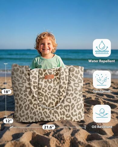 Extra Large Beach Bag for Women - Waterproof Sandproof Over-Size Carry On Beach Tote with 5 Pockets Gifts for Women in Saudi Arabia