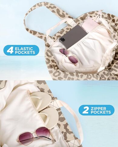 Extra Large Beach Bag for Women - Waterproof Sandproof Over-Size Carry On Beach Tote with 5 Pockets Gifts for Women in Saudi Arabia