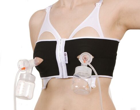 Snugabell PumpEase Hands-Free Breast Pumping Bra - Adjustable Spandex Bustier Supports 2 Breast Pumping Bottles in Saudi Arabia