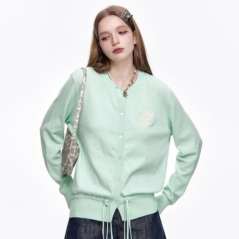 Womens Button-Down Cardigans Knit Stretchy Sweaters Drawstring Lightweight in Kuwait