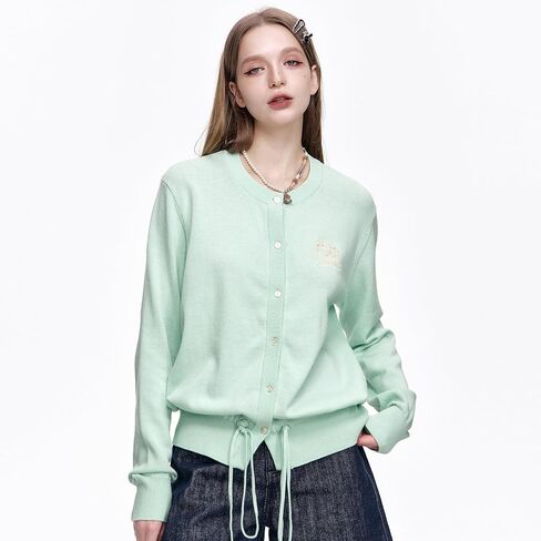 Womens Button-Down Cardigans Knit Stretchy Sweaters Drawstring Lightweight in Kuwait