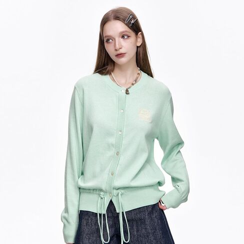 Womens Button-Down Cardigans Knit Stretchy Sweaters Drawstring Lightweight in Kuwait