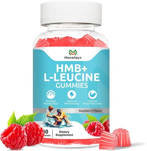 HMB & L-Leucine Gummies 4000mg (60 Count) - Sugar Free, Vegan, Non-GMO, Gluten Free - Supports Muscle Growth, Recovery & Endurance for Men, Women & Elder - Raspberry Flavor in Saudi Arabia