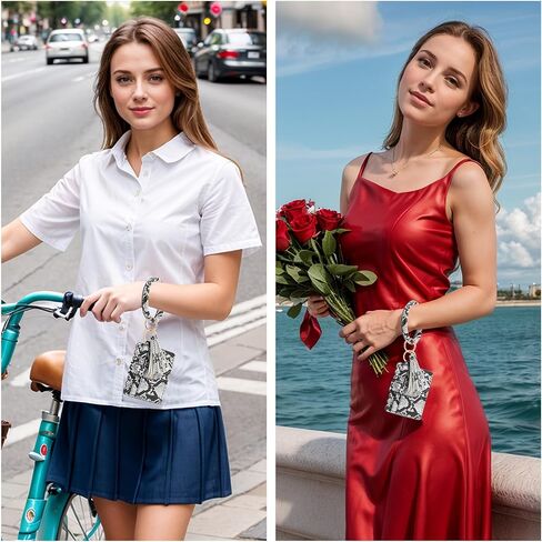 محفظة حامل البطاقة مع معصم سلسلة المفاتيح ، محفظة جلدية ضئيلة للنساء ، تصميم مضغوط وخفيف الوزن للاستخدام اليومي ، الأفعى البنية in Saudi Arabia