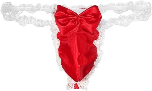 Valentines Lingerie For Men, Satin Lace Sexy Underwear, Sissy Panties Femboy, Bow Girly Thong in Saudi Arabia