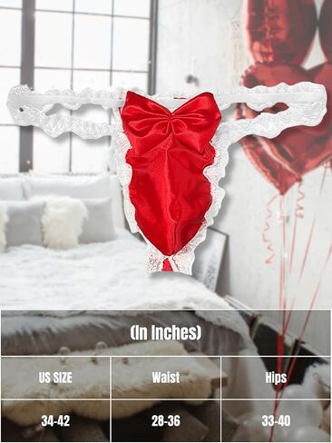 Valentines Lingerie For Men, Satin Lace Sexy Underwear, Sissy Panties Femboy, Bow Girly Thong in Saudi Arabia