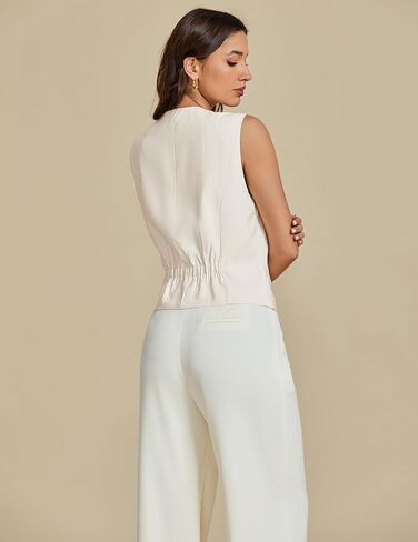 luvamia Womens Vests Linen Fashion Dressy Casual Lightweight Button Down Sleeveless Blazer Lined Work Waistcoat Vest Top in Saudi Arabia