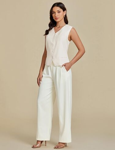 luvamia Womens Vests Linen Fashion Dressy Casual Lightweight Button Down Sleeveless Blazer Lined Work Waistcoat Vest Top in Saudi Arabia