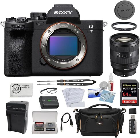 Sony a7 IV Mirrorless Camera with 28-70mm Lens + 64GB Extreme Pro SD Card + Camera Bag in Saudi Arabia