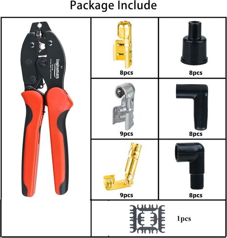 Spark Plug Wire Crimping Tool Kit, Ratchet Spark Plug Crimper for Crimping and Stripping Plug, 26PCS 180 °/90 °/Straight Spark Plug Coil Terminals and 24PCS Terminals Boots in Saudi Arabia
