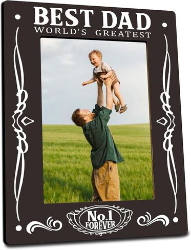 Best Dad World's Greastest Dad Wooden Picture Frame -Wooden Frame For 4"x 6" Vertical Picture, Gift For Dad, Rustic Photo Frame, Father's Day Gift And Decorations- B08 in Kuwait