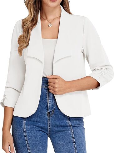 Belle Poque Womens Disual Blazers Open Front Lightweight Suit Business Dary 3/4 Sleeve Blazers للعمل in Kuwait