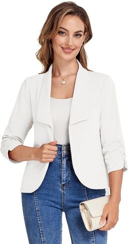 Belle Poque Womens Disual Blazers Open Front Lightweight Suit Business Dary 3/4 Sleeve Blazers للعمل in Kuwait