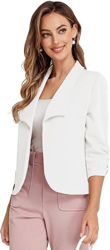 Belle Poque Womens Disual Blazers Open Front Lightweight Suit Business Dary 3/4 Sleeve Blazers للعمل in Kuwait