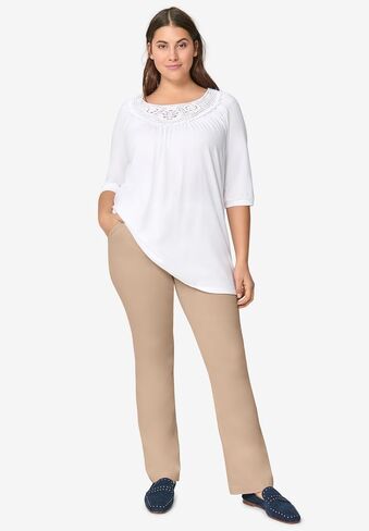 ellos Women's Plus Size Classic Stretch Chino Pants in Kuwait