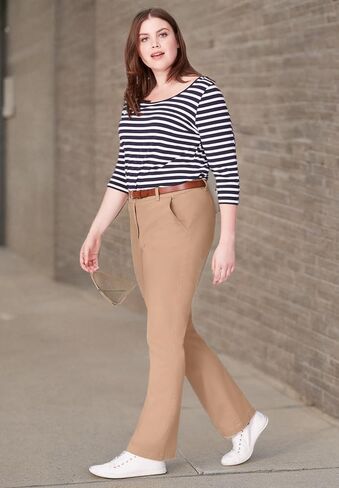 ellos Women's Plus Size Classic Stretch Chino Pants in Kuwait