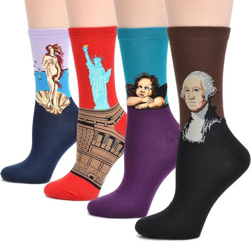 Funny Famous Painting Patterned Art Socks for Women - Funky Cute Cool Crew in Saudi Arabia