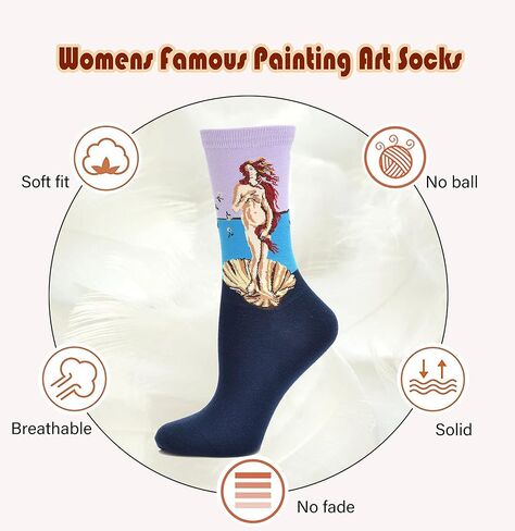 Funny Famous Painting Patterned Art Socks for Women - Funky Cute Cool Crew in Saudi Arabia