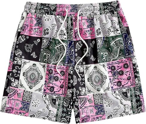 WDIRARA Men's Plaid Checkered Shorts Drawstring Waist Gym Workout Track Shorts with Pockets in Saudi Arabia