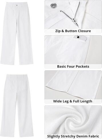 GRAPENT Wide Leg Jeans for Women Trendy High Waisted Loose Straight Leg Stretchy Retro Denim Pants with Pouch Pockets in Saudi Arabia