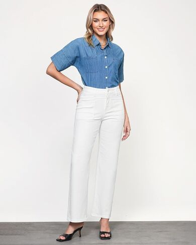GRAPENT Wide Leg Jeans for Women Trendy High Waisted Loose Straight Leg Stretchy Retro Denim Pants with Pouch Pockets in Saudi Arabia