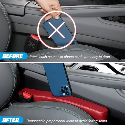 Mandark Car Seat Gap Filler ، 2 مساءً سدادة الفجوة في السيارة الجلدية لملء بين المقعد ووحدة التحكم ، وملحقات حاصرات توصيل Crevice من Droping ، Universal for SuV ، سيدان ، شاحنة (أسود) in Kuwait