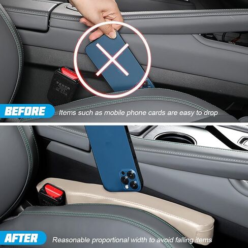Mandark Car Seat Gap Filler ، 2 مساءً سدادة الفجوة في السيارة الجلدية لملء بين المقعد ووحدة التحكم ، وملحقات حاصرات توصيل Crevice من Droping ، Universal for SuV ، سيدان ، شاحنة (أسود) in Kuwait