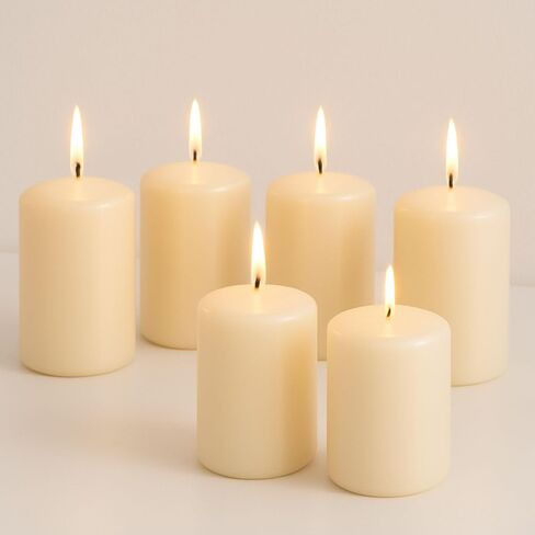 Biedermann & Sons 45-Hour Long Burning Unscented Pillar Candles, Portobello Beige, 3 x 4 Inch - Set of 6 in Saudi Arabia