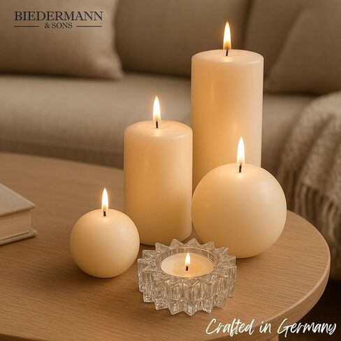 Biedermann & Sons 45-Hour Long Burning Unscented Pillar Candles, Portobello Beige, 3 x 4 Inch - Set of 6 in Saudi Arabia