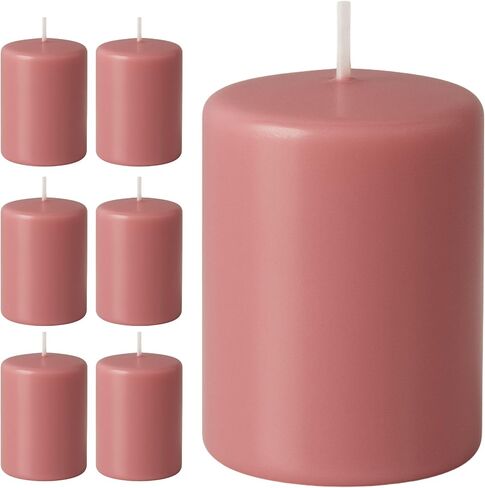Biedermann & Sons 45-Hour Long Burning Unscented Pillar Candles, Portobello Beige, 3 x 4 Inch - Set of 6 in Saudi Arabia