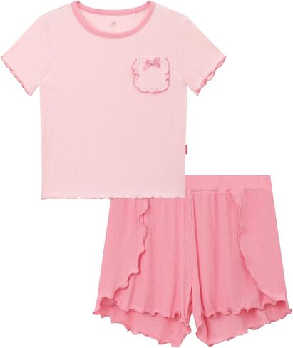 Bamboo Viscose Pajamas for Toddler Girls Short Sleeve Top and Shorts Two Piece Kids Pj Set in Saudi Arabia